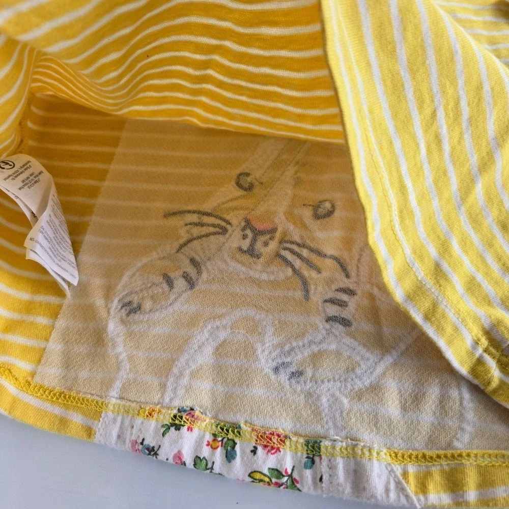 Baby‎ Boden Girls Yellow Striped Bunny Appliqué Dress - Cotton
